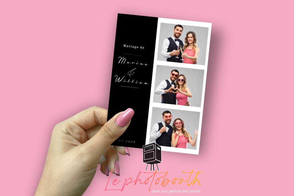 Visuel de mise en page d'impressions photobooth pour mariage